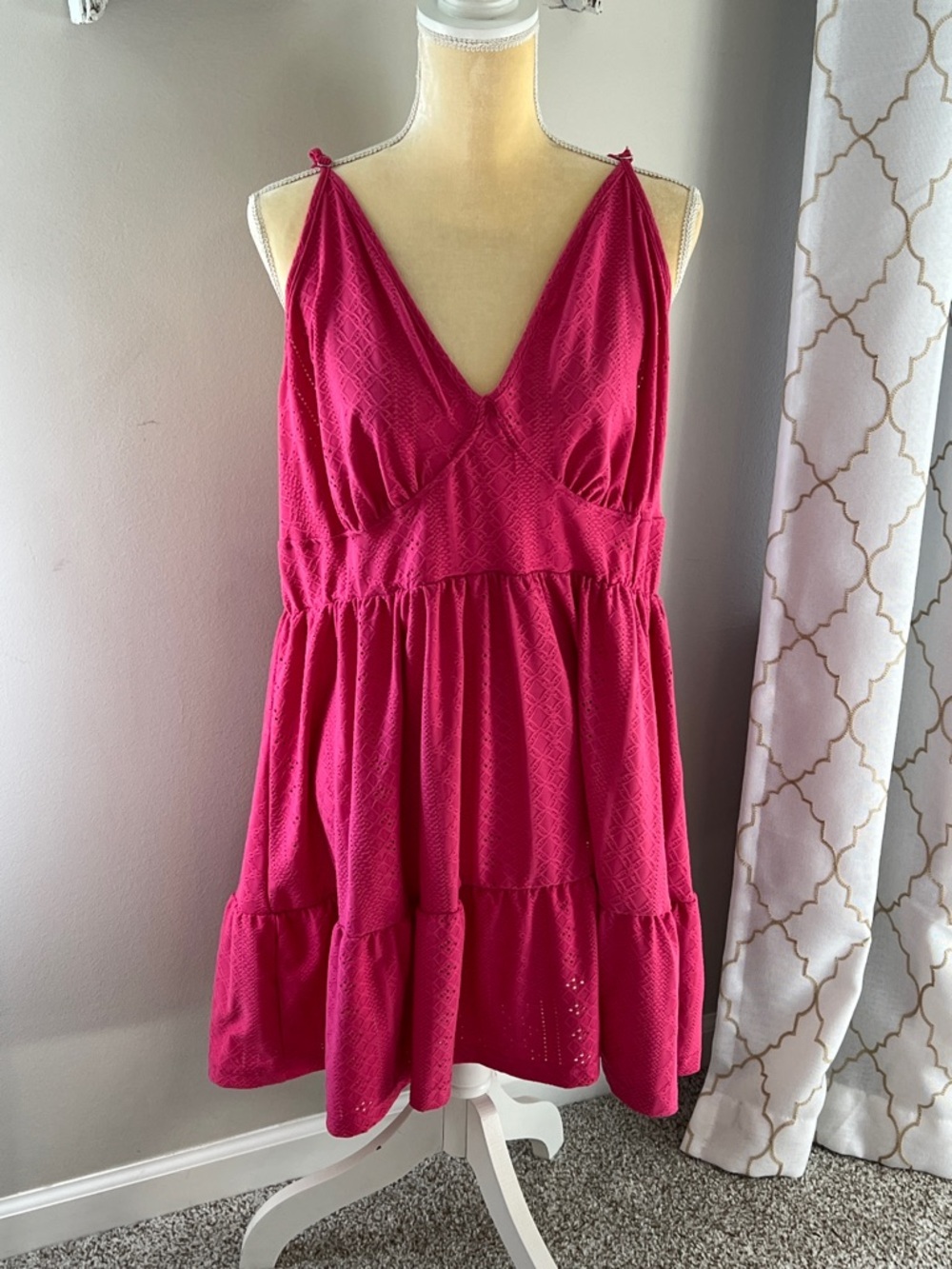 Fuchsia Eyelet Tiered Sundress
